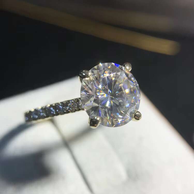 Fine Jewelry in 14K Yellow Gold Round Cut 2ct Moissanite Diamond Stone Solitaire Wedding Engagement Rings