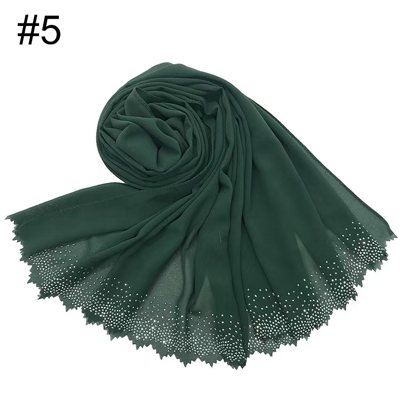 T1070 solid color pearl chiffon cut lace hot diamond female fashion scarf shawl headscarf