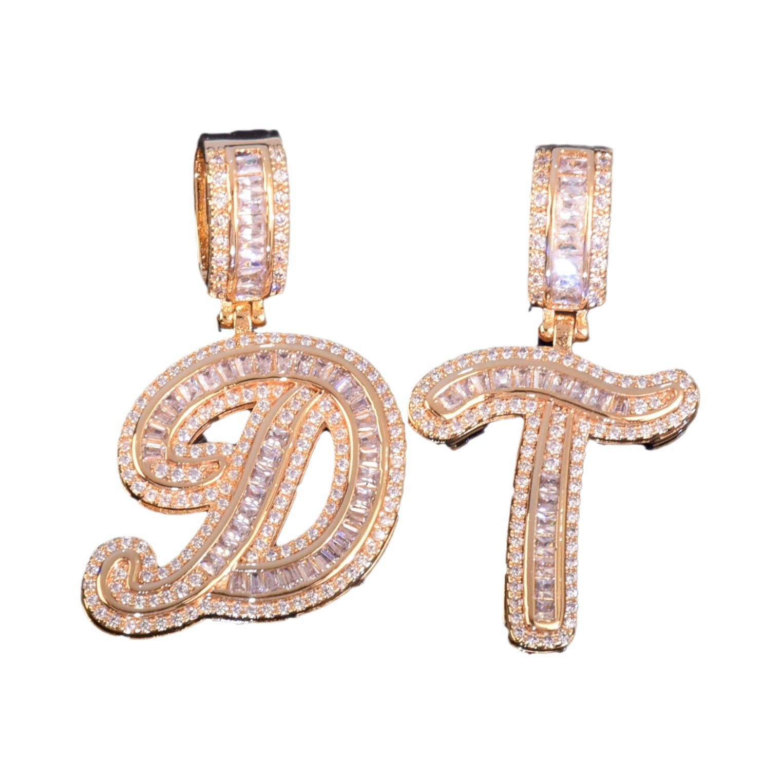 Luxury VVS Moissanite Iced Out Mini Alphabet Diamond Studded Hip Hop Pendant Necklace Fashion Accessory Passes the Diamond Tester