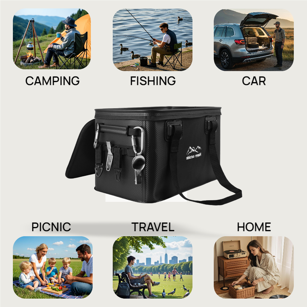 Durable 35 Liters Folding Utility Bag Ideal For Outdoor Activities like Camps & BBQ Parties, Camping Gear Organizer Outdoor Storage Bag Multi-Purpose 