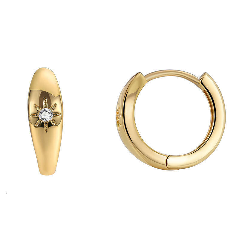 DHCollections Fashionable and Exquisite Copper Earrings for Women, Light Minimalist Style with Zircon Inlay