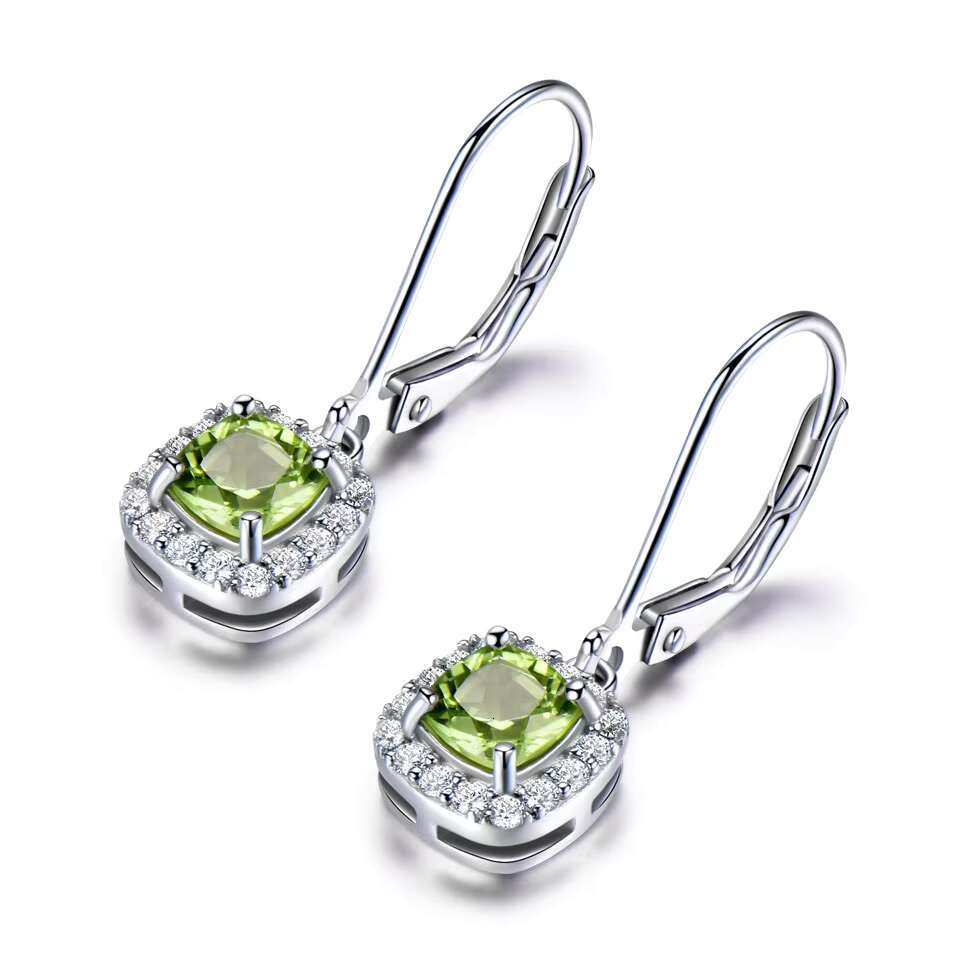 Fine Jewelry 925 Sterling Silver Dainty Earrings Geometric Shape Zircon Peridot Morganite Drop Earring