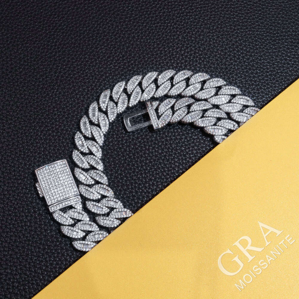 Hip Hop Luxury Vvs Moissanite Multiple Width Length Cuban Link Chain Men 925 Silver Plated Iced Out Necklace