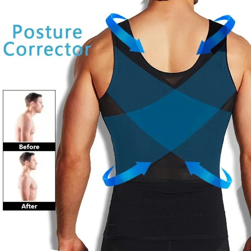Mens Breathable Compression Tummy Control Undershirt Belly Slimming Body Shaper Sleeveless Tank Tops Gym Shapewear Mesh Vest 250625