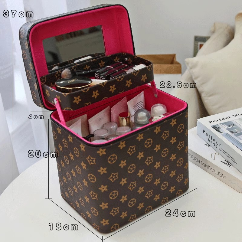 Designer Makeup Bag Vanity Bag Toiletry Bag Large-capacity High-end Portable Cosmetic Case Three-piece Net Red Cosmetic Storage Box