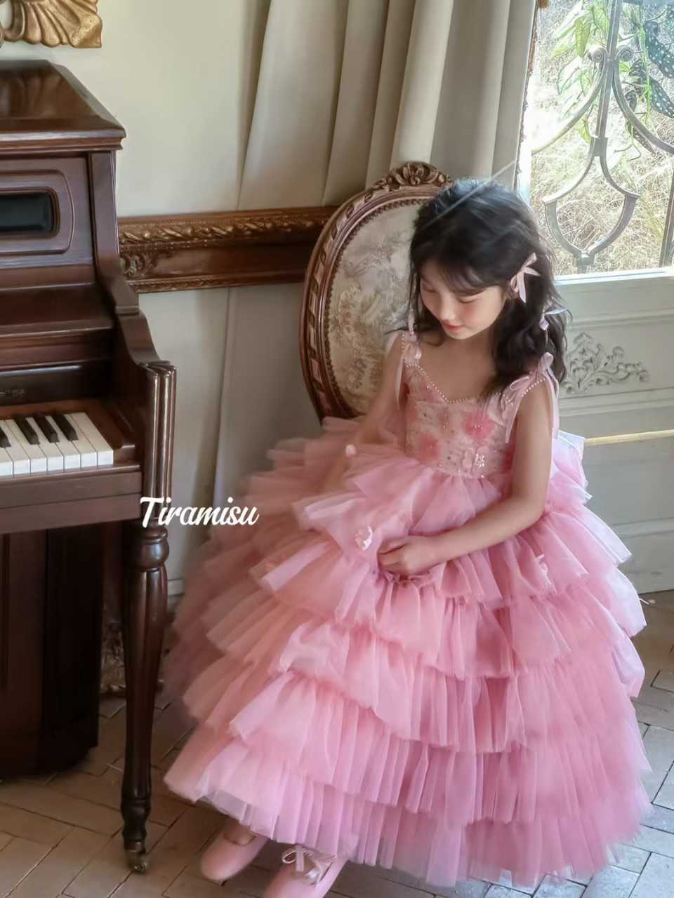 Customized Flower Girl Dress Pink for Wedding Beading Princess First Communion Wedding Prom Par Event Formal AttireXJ250108