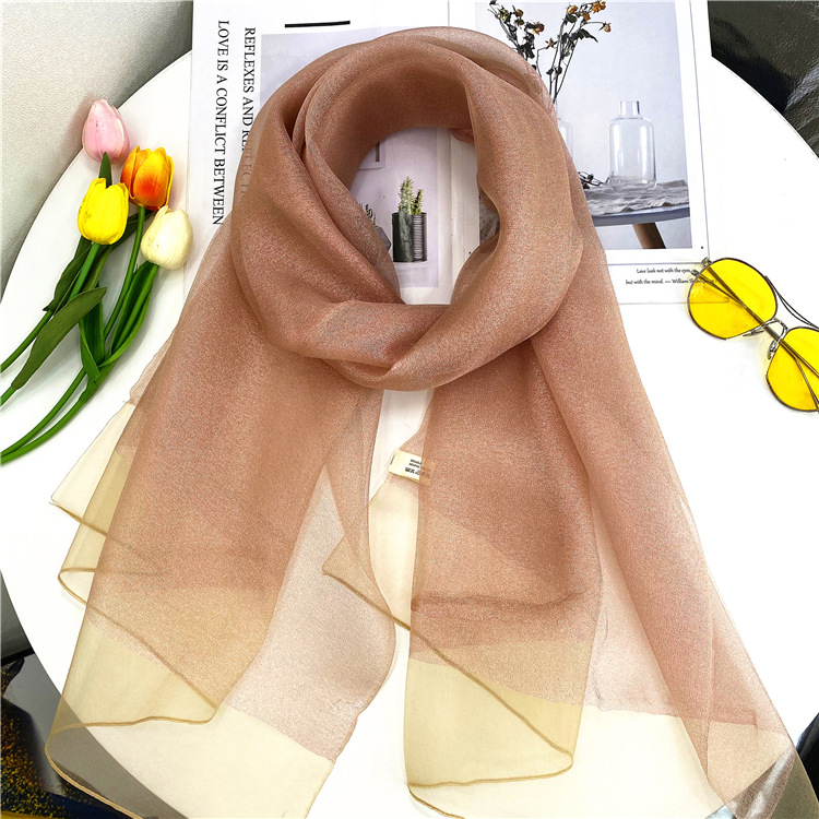 K1138 Double layer organza silk scarf silk wool scarf dress wedding dress cheongsam shawl long scarf autumn and winter women's