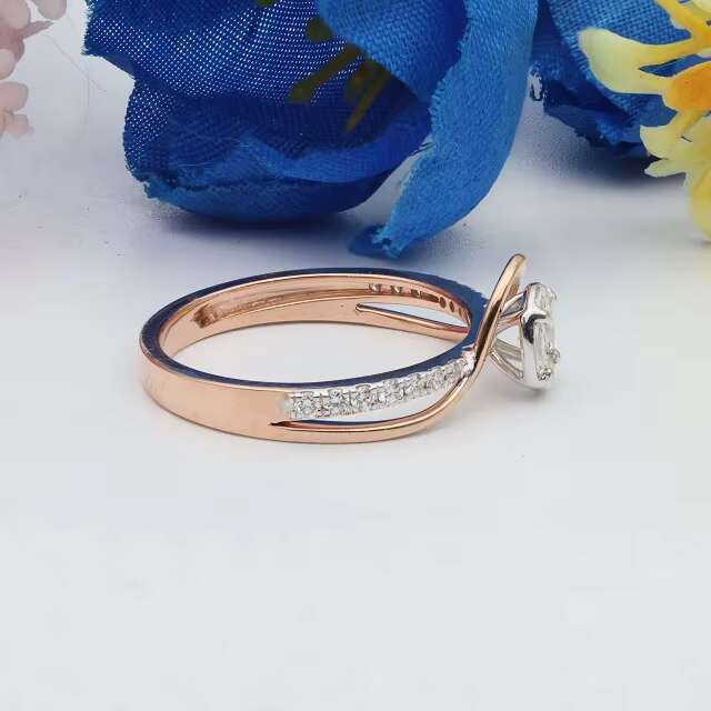 14k Rose Gold Lab Grown Diamond Engagement Ring Unique Split Shank Solitaire Dainty Classic Style IGI Certified for Wedding
