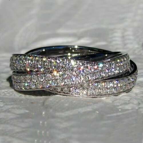 CAOSHI Custom High Quality Exquisite Paved Full Imitated Moissanite Cross Design Finger Band Rings for Silver Plated Rings Women