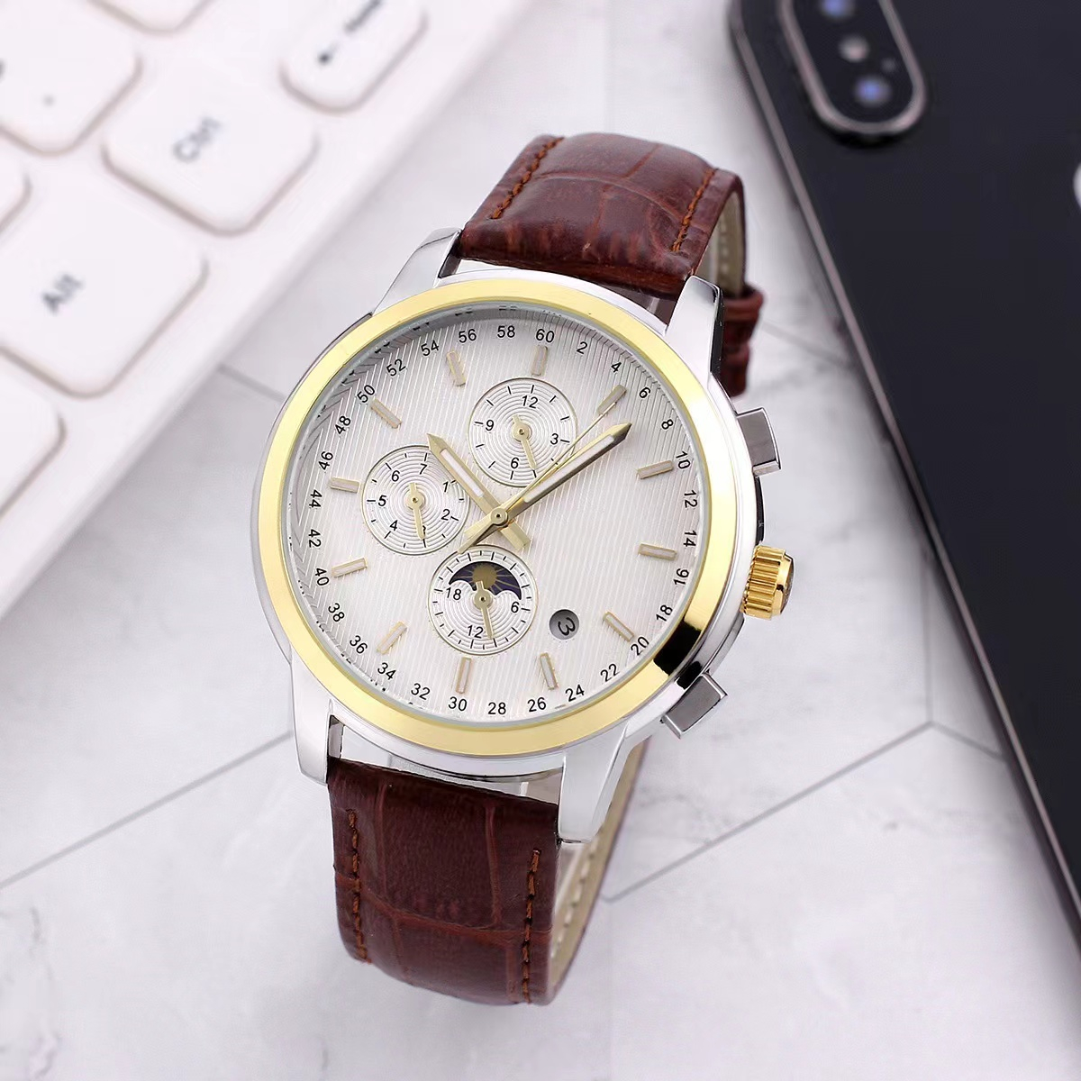 Brand New Men LONGINEity MASTER Series wristwatches Men's Automatic Mechanical watches women Luxury Watch Brown Dial Rose Gold Stainless Strap #425