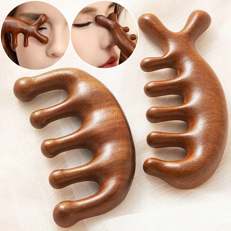 Body Meridian Massage Comb Sandalwood Five Wide Tooth Comb Acupuncture Therapy Blood Circulation Anti-static Smooth Hair 250625
