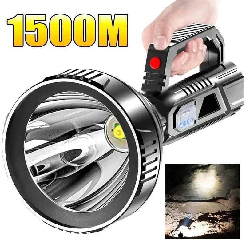 New High Power LED Flashlight Waterproof Fishing Lantern Torch USB Rechargeable Powerful Spotlight Searchlight Camping Lamp W250701
