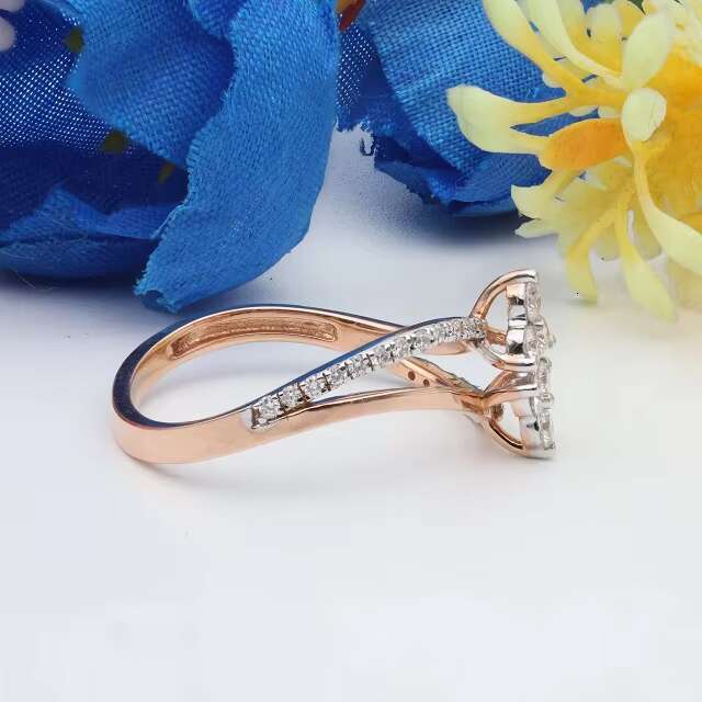 Elegant 14K Rose Gold Cut Lab Grown Diamond Ring Classic Feminine Style Engagement Wedding Fashion with IGI Certificate