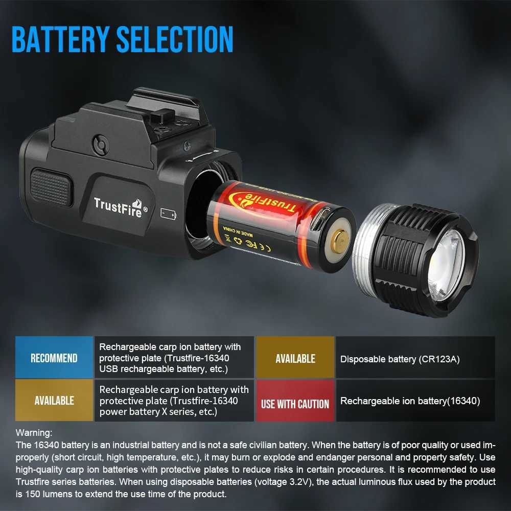 Trustfire GM07-SE Tactical LED Flashlight 1050Lumen Quick Release 2-Mode USB 16340 IP65 for Common Use Torch Light W250701