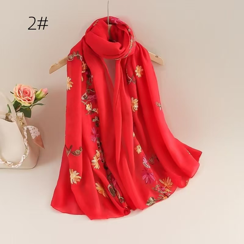 T1071 Lightweight breathable cotton and linen embroidered scarf ethnic style fashionable soft ladies sunscreen scarf can wrap the head shawl