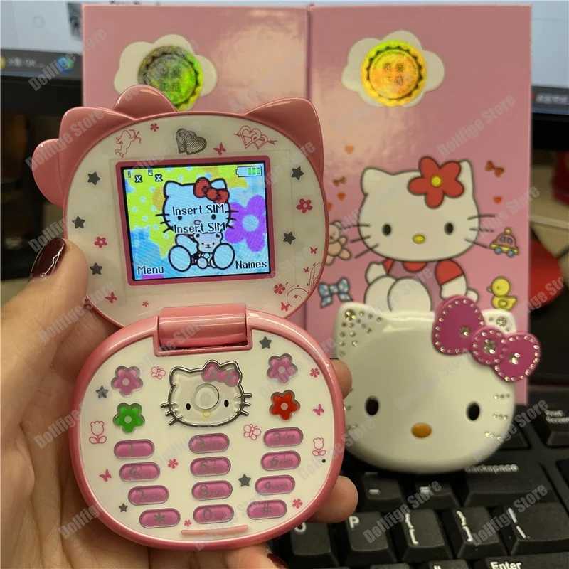 Sanrio 2024 New Sanrio Kawaii Hello Kitty Mini Phone Cartoon Kids Taiml Cute Phone Festival Birthday Fashion Girls Toys Children Gift w250626