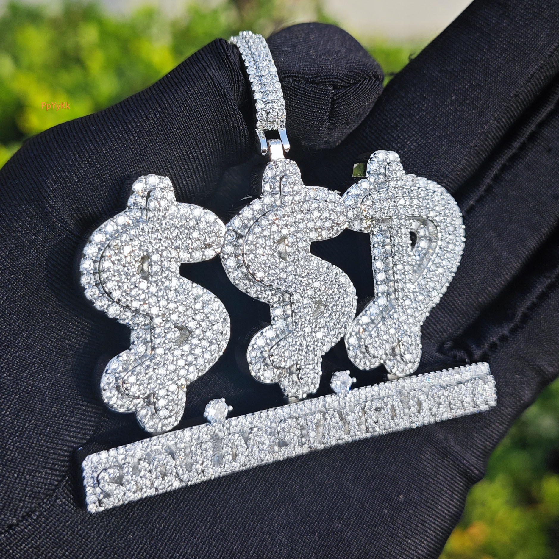 Luxury VVS Moissanite Streetwear Brand Full Iced Out Alphabet Pendant Necklace Hip Hop Individual Versatile Diamond Studded Accessory Pass the Diamond