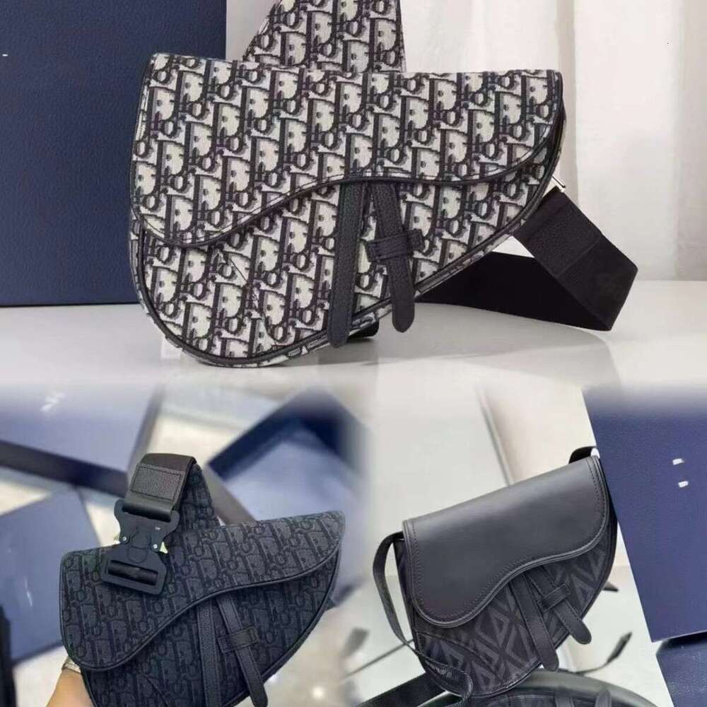 New Men's Saddle Chest Embroidered Canvas Single Crossbody Light Luxury Letter Print Shoulder Bag
