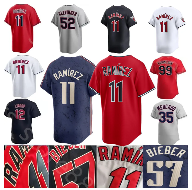 2024 Jose Ramirez Jersey 48 Emmanuel Clase 38 Steven Kwan 0 Andres Gimenez 22 Josh Naylor 1 Amed Rosario 57 Shane Bieber Custom Baseball Jerseys
