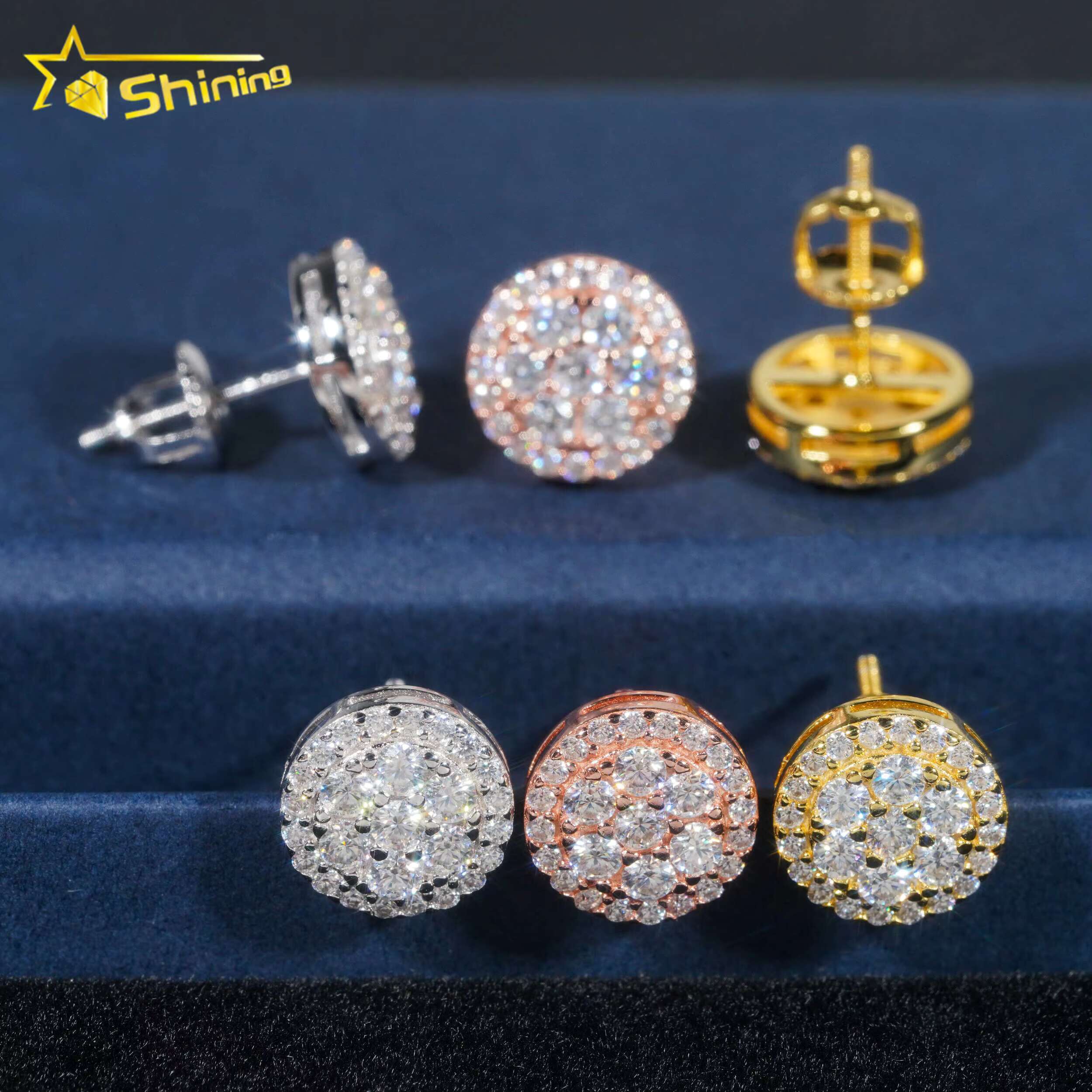 Gra Certificate Pass Diamond Tester Iced Out Hip Hop Jewelry Popular 925 Sterling Silver VVS Moissanite Stud Earrings