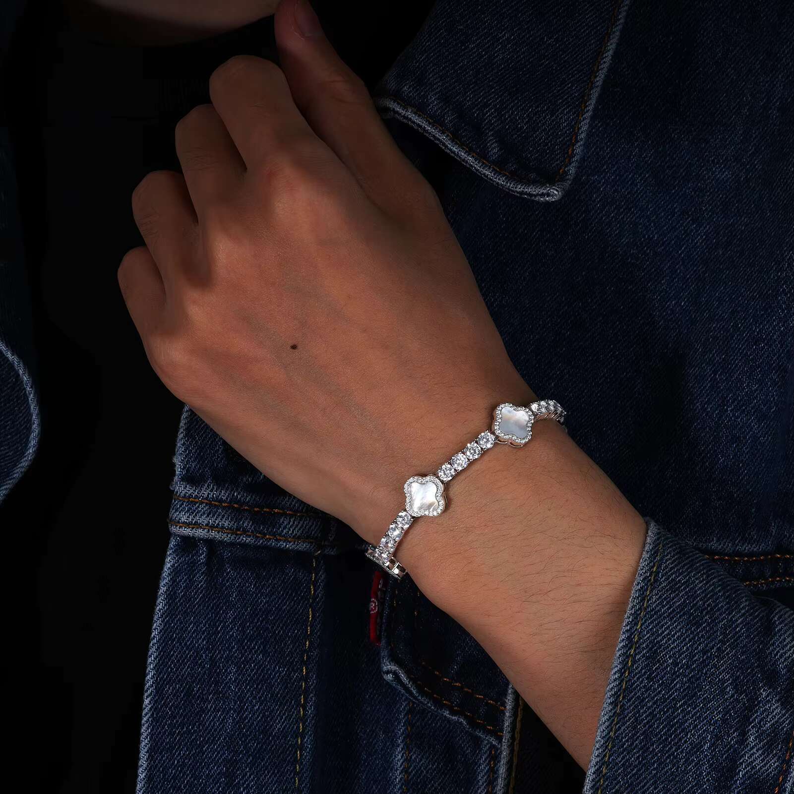 VVS D Moissanite 925 Silver Hip Hop Jewelry New Design Sparkling Clover Bracelet Elegant Luxury Bracelet for Women Men Children