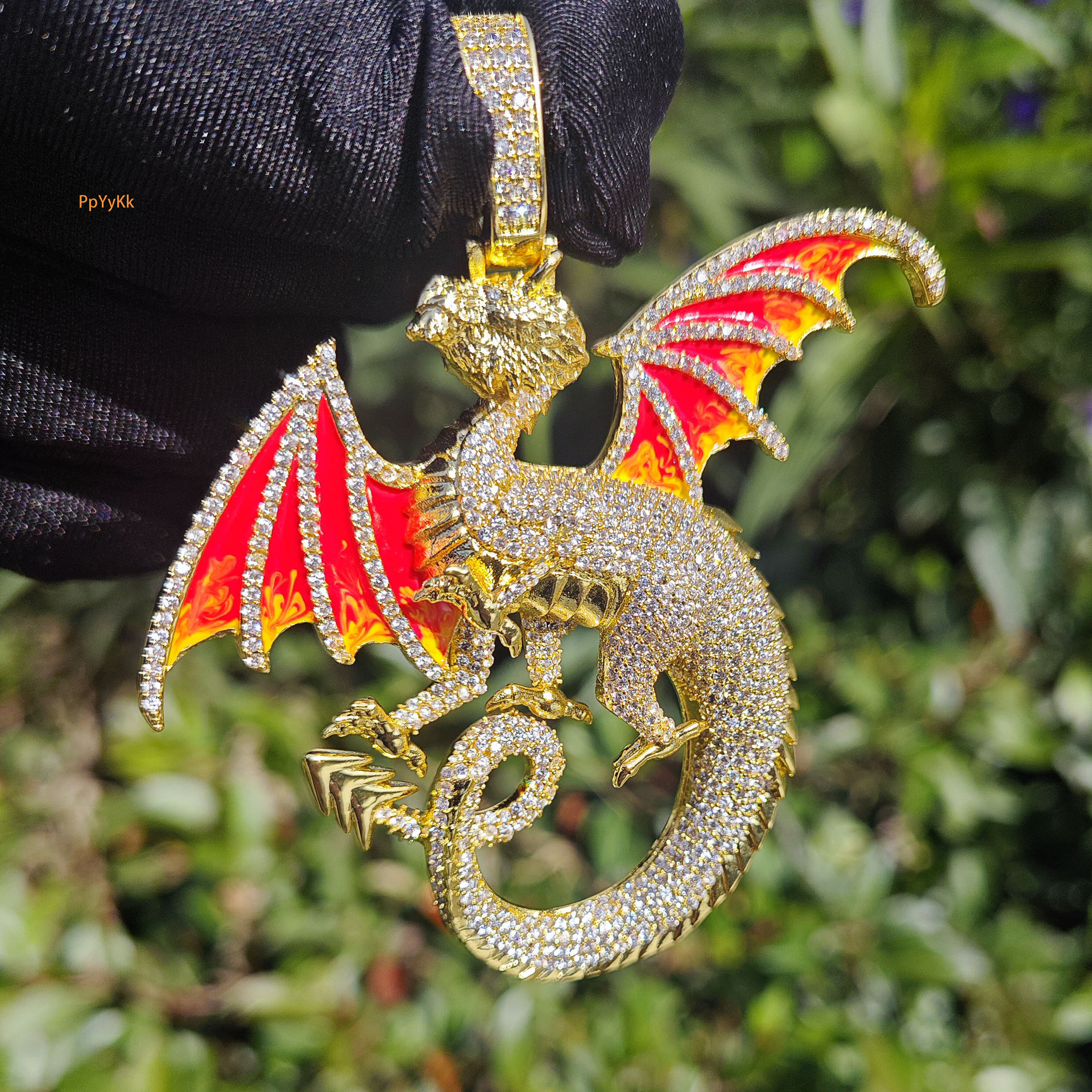 Hip Hop New Release Badass Black Dragon Pendant Iced Out VVS Moissanite Niche Design Bling Men's Necklace Jewelry Passes the diamond tester