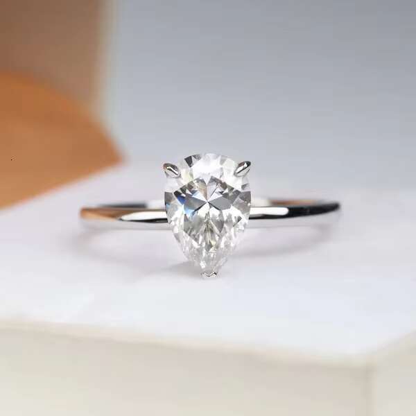 Wholesale High Quality 925 Sterling Silver Wedding Engagement Rings Set Cut Moissanite Pear Cut IGI Certified for Womens Party