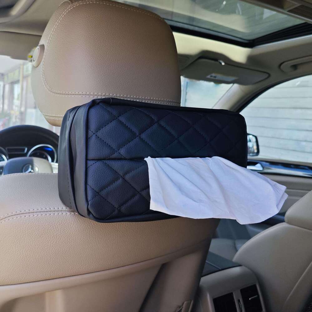 Car Tissue Holder for 120 Standard Tissue,Leather PU Tissues Box Cover for Car Backseat,Extra Large Napkin Holder Soft Rectangularfor Storage& Organiz