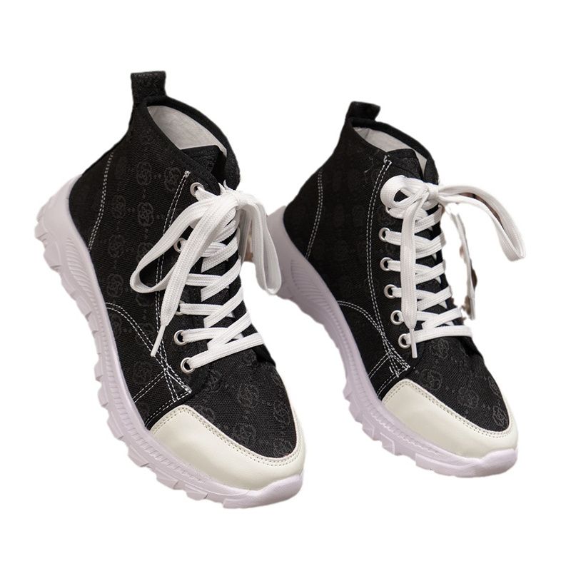 Designer Casual Free Shipping 2025 New Round Toe High Top Canvas Lace Up Shoes For Men Women