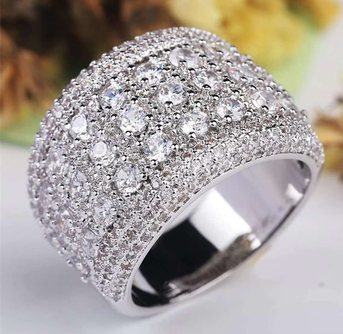 Hot Selling Iced Out Hip Hop 925 Sterling Silver Moissanite Round Brilliant Cut Diamond Ring for Men with Enhanced VVS Clarity