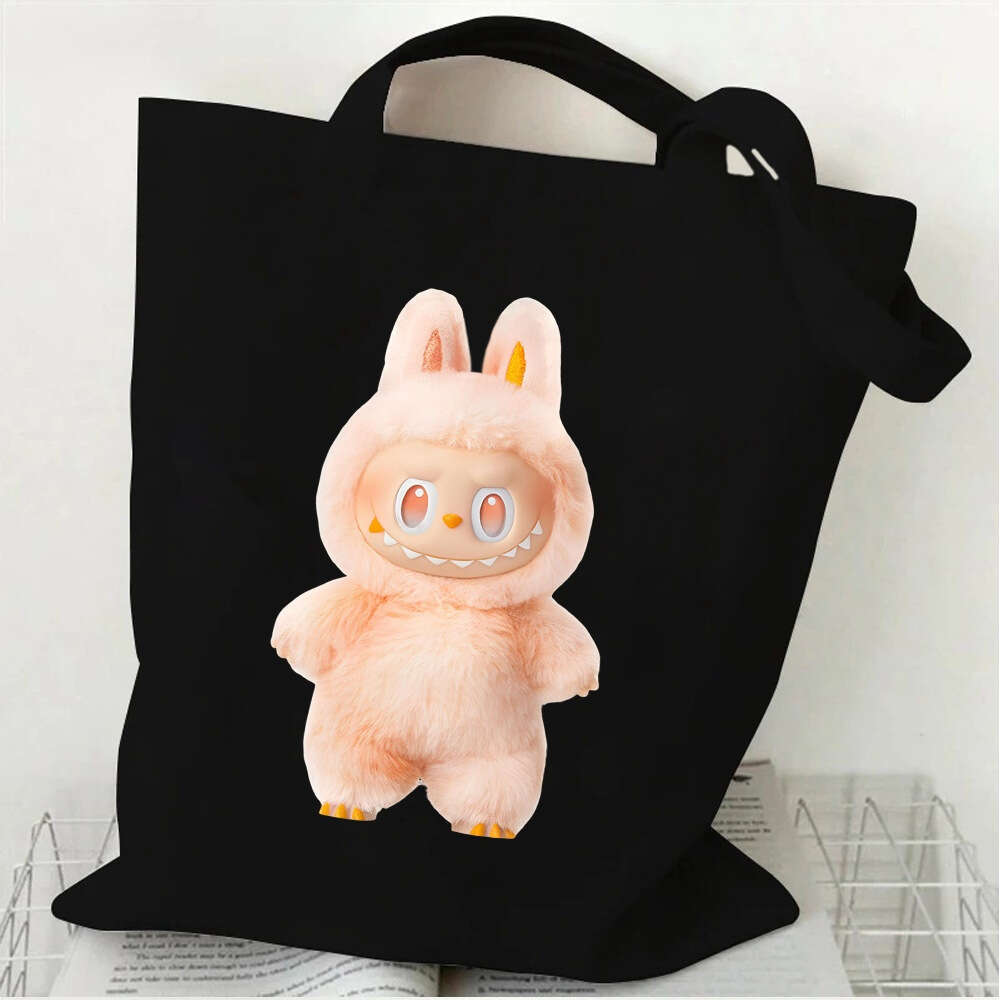 Free shipping Cute Labubu Canvas College Students Ins Fashion Single Shoulder for Women Large Capacity Crossbody Bag
