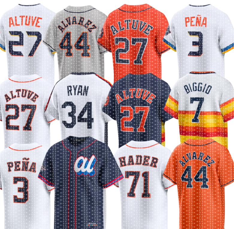 Astros Baseball Jersey Nolan Ryan Craig Biggio Jose Altuve Yordan Alvarez Yainer Diaz Jos Hader Jeremy Pena Cristian Walker Isaac Paredes Jake Meyers Cam