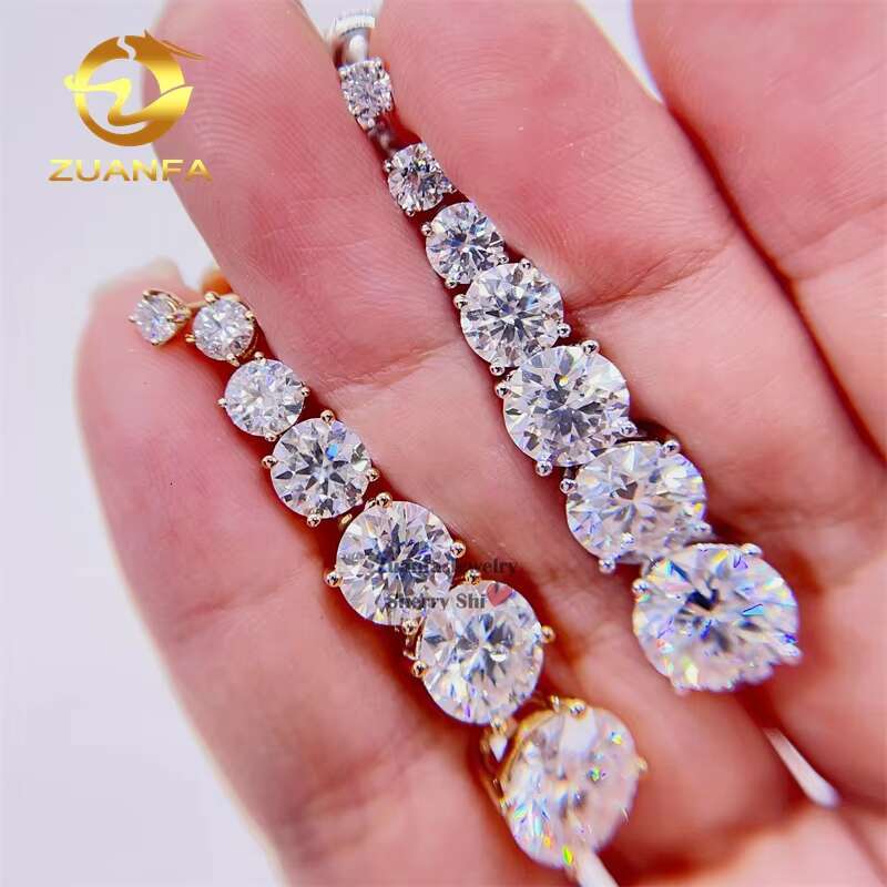 Stock Ready to Ship GRA 10K Solid Gold Real Gold Hip Hop Gold Moissanite Earrings Screw Back