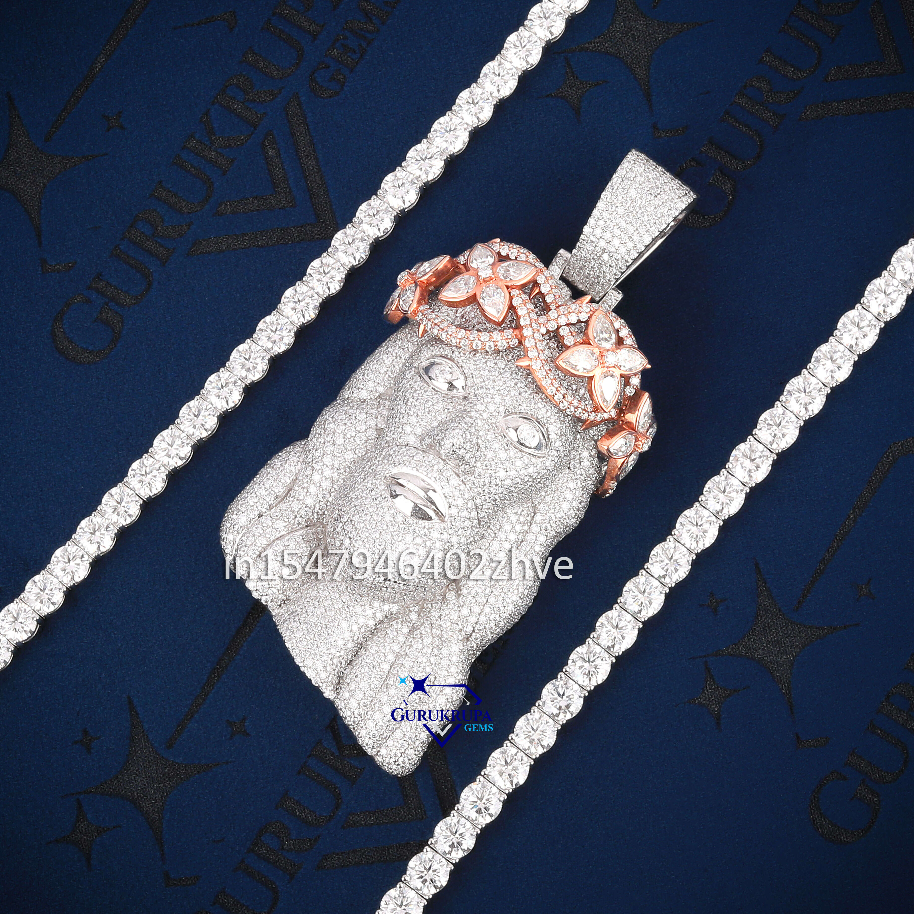 925 Silver Moissanite Jesus Pendant Combo Set Iced Out Chain Tennis Bracelet Crown Pendant Hip Hop Jewelry