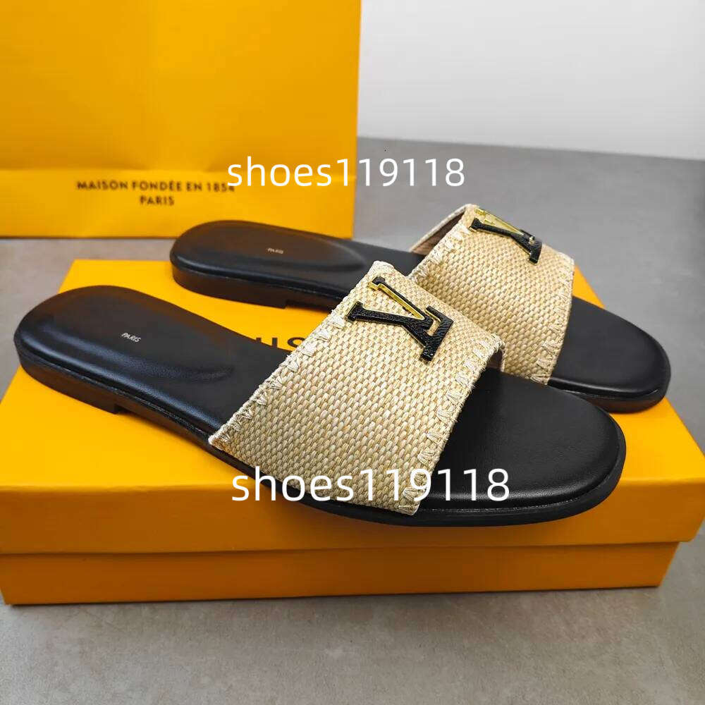 New Designer Old Flower Slides Brown Slippers Womans Sandals Letter Peep Toe Shoes Indoor Home Outdoor Women 03