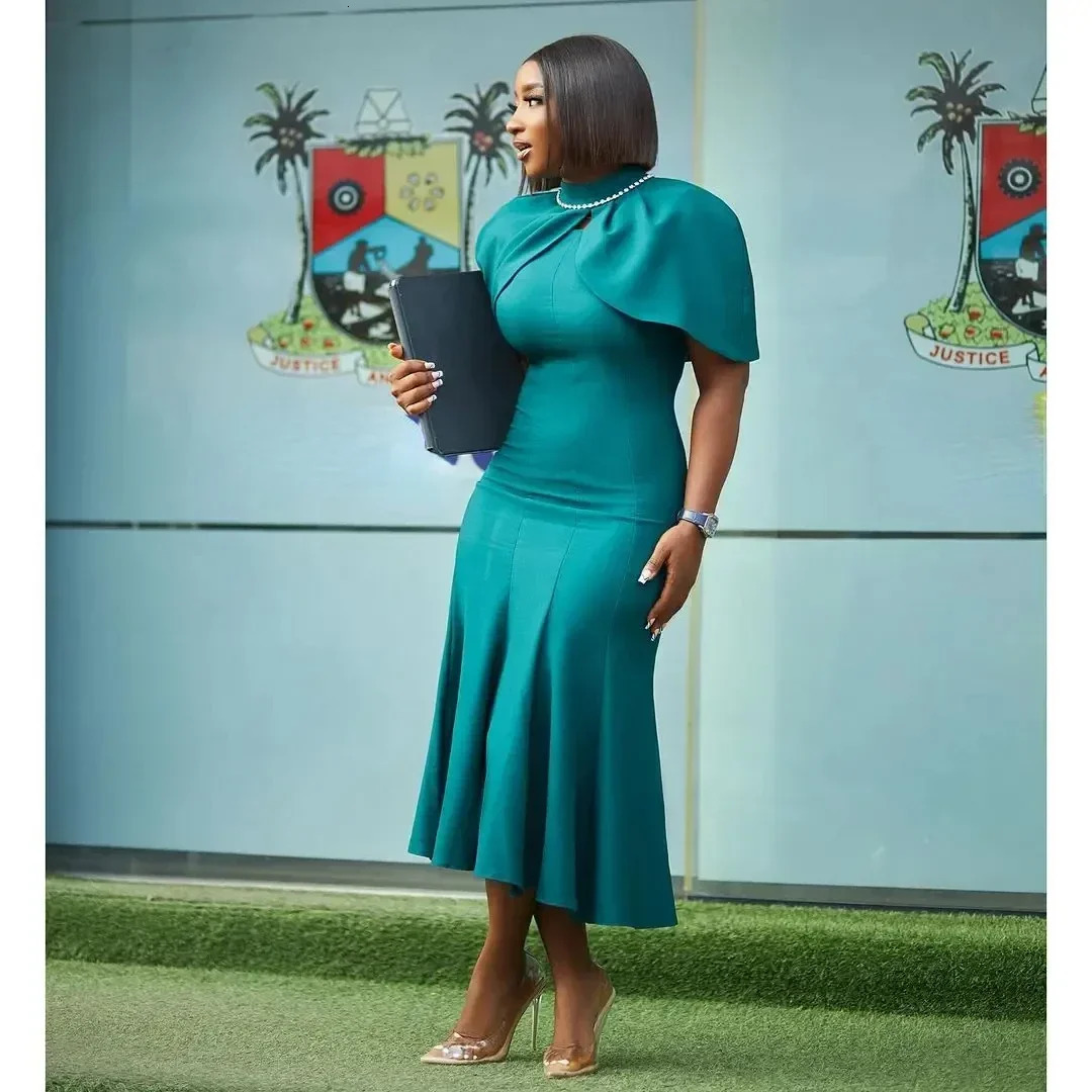 Elegant Church Dresses for Women Mermaid Cap Sleeves Office Ladies Modest Classy African Slim African Female Gowns Date Events250624