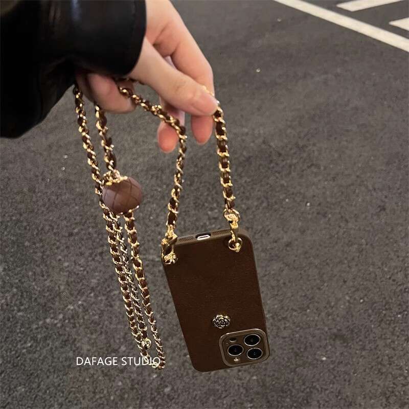 Camellia Golden Ball Suitable for Apple 15 Pro Max Phone Case 12 13 Women iPhone 14 Crossbody 11 Trendy