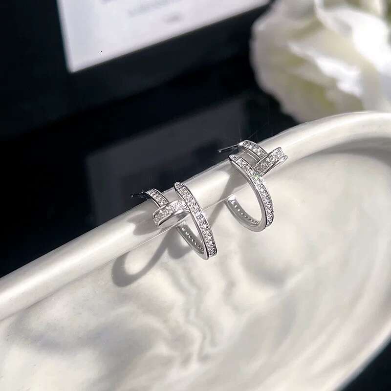 Earrings with a high-end and eye-catching look, light luxury and high-end earrings, pure silver Korean-style earrings for women, a bestseller