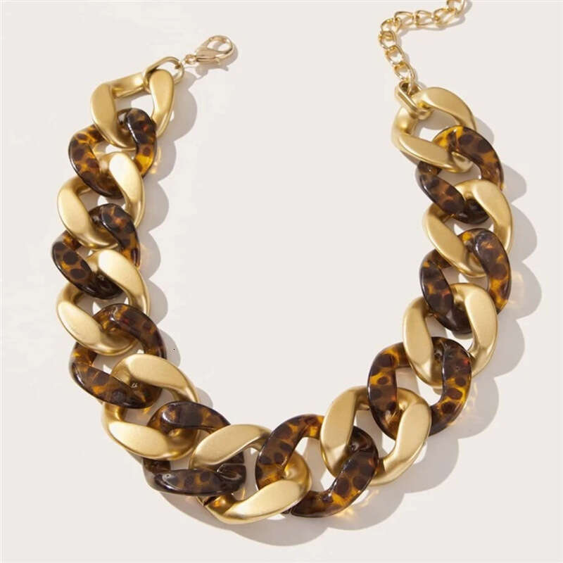 DHCollections Bold Leopard Print Acrylic Chain Earrings Lightweight Statement Dangle Earrings for Women