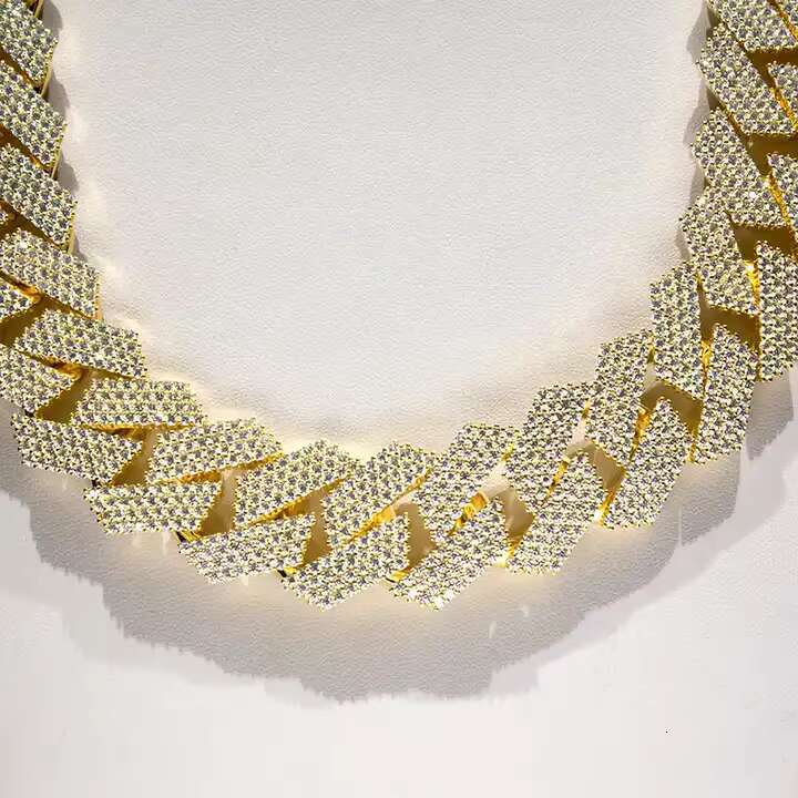 Iced Out Jewelry 925 Sterling Silver 24mm 4 Rows Hip Hop Moissanite Cuban Link Chain