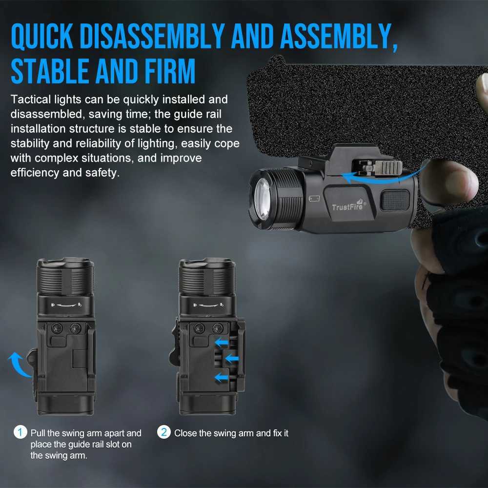 Trustfire GM07-SE Tactical LED Flashlight 1050Lumen Quick Release 2-Mode USB 16340 IP65 for Common Use Torch Light W250701