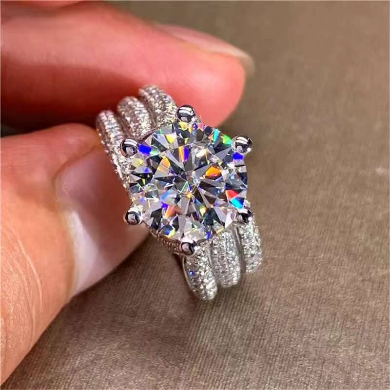 Wedding Platinum Plated 925 Silver Rings Jewelry Gift D Color VVS Moissanite Engagement Rings for Women