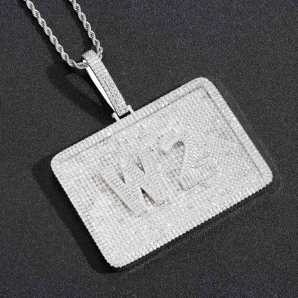 Large Rectangular Military Badge Letter Pendant Inlaid with Zircon Personalized Splicing Mold Hip-Hop Necklace e000