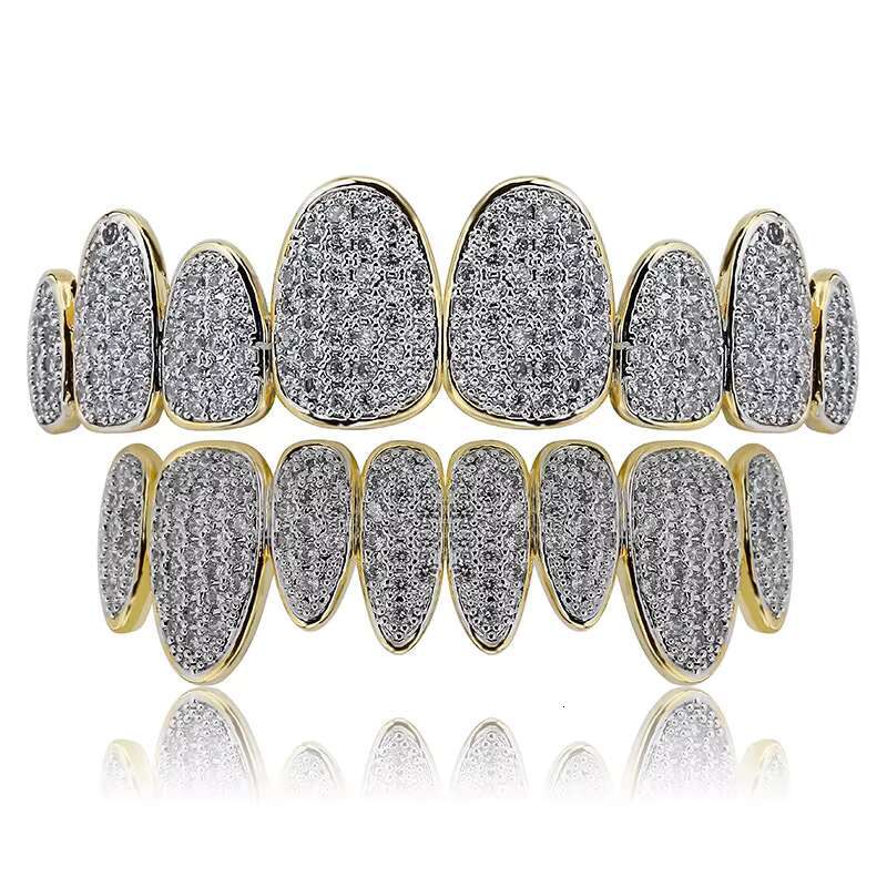 Hiphop Iced Out Grillz Irregular 8 Teeth Diamond Grillz Vampire GrillzOACOCA