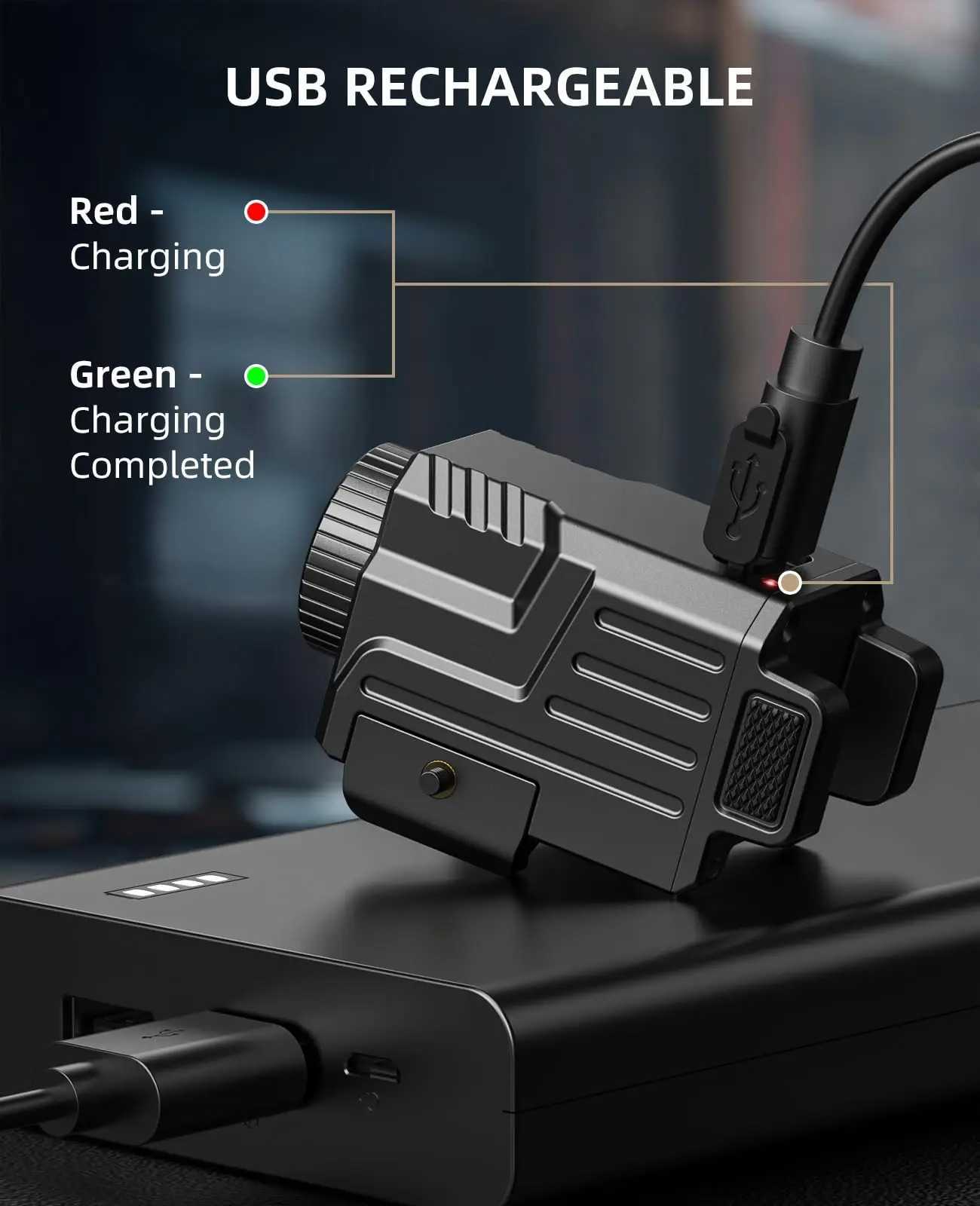 EZshoot Tactical Flashlight 800 Lumens D Light Compatible with Pistol Picatinny and GL Rails USB Rechargeable Strobe Mode XJ250718