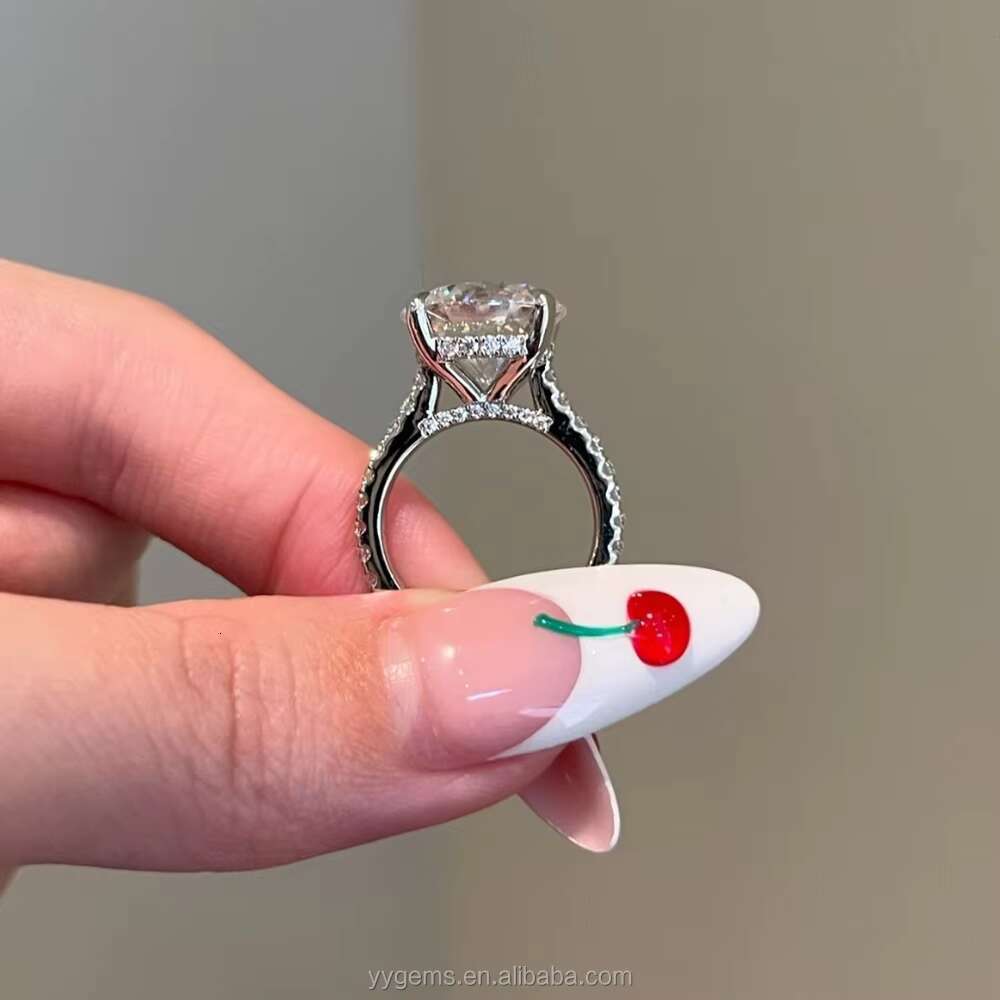 Luxurious 4 CT Round Diamond Ring 14K Solid White Gold 4 Prongs Moissanite Wedding Engagement Rings Jewelry Women