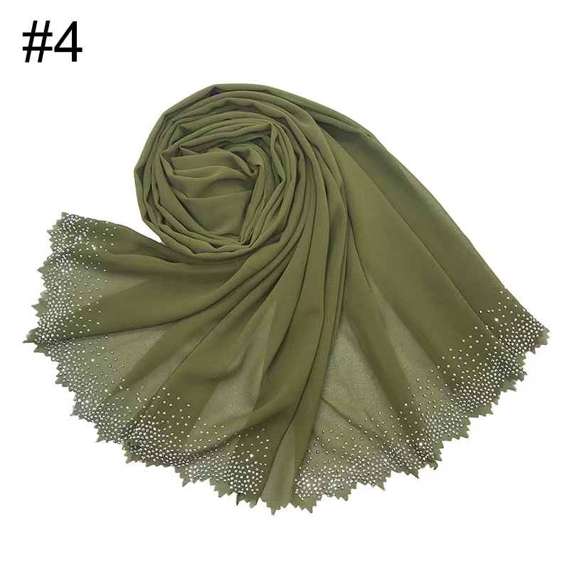 T1070 solid color pearl chiffon cut lace hot diamond female fashion scarf shawl headscarf
