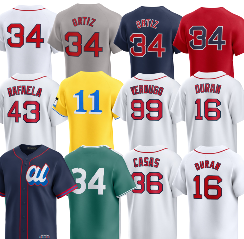 Men Red Sox Baseball Jersey David Ortiz Roman Anthony Masataka Yoshida Triston Casas Ceddanne Rafaela Connor Wong Jarren Duran ALEX BREGMAN TREVOR STORY Nick Sogard