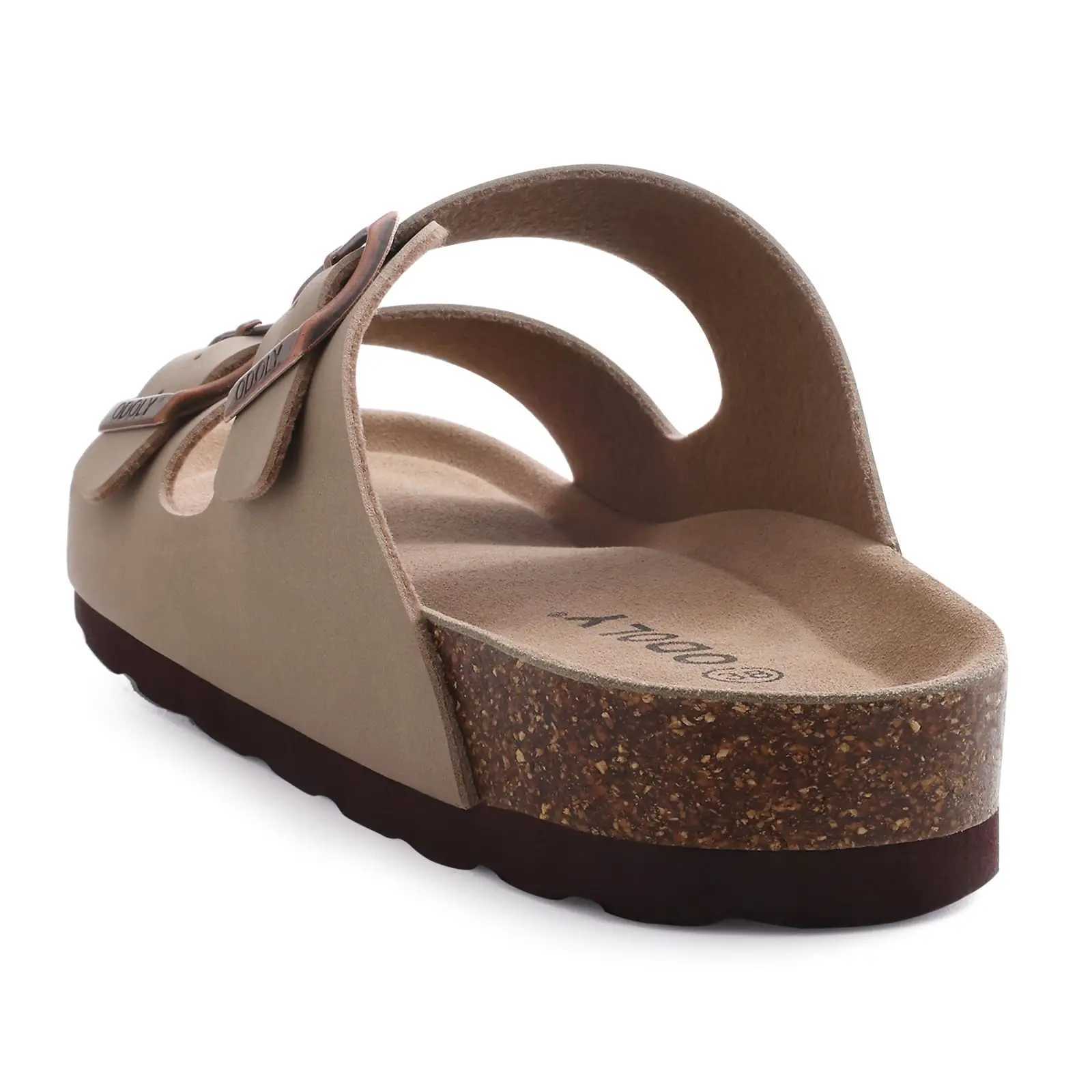 Shevalues Men Classic Leather Sandals Fion Double Outdoor Beach Shoes Comfort Unisex Cork Footbed Slippers With Arch Support Y250626