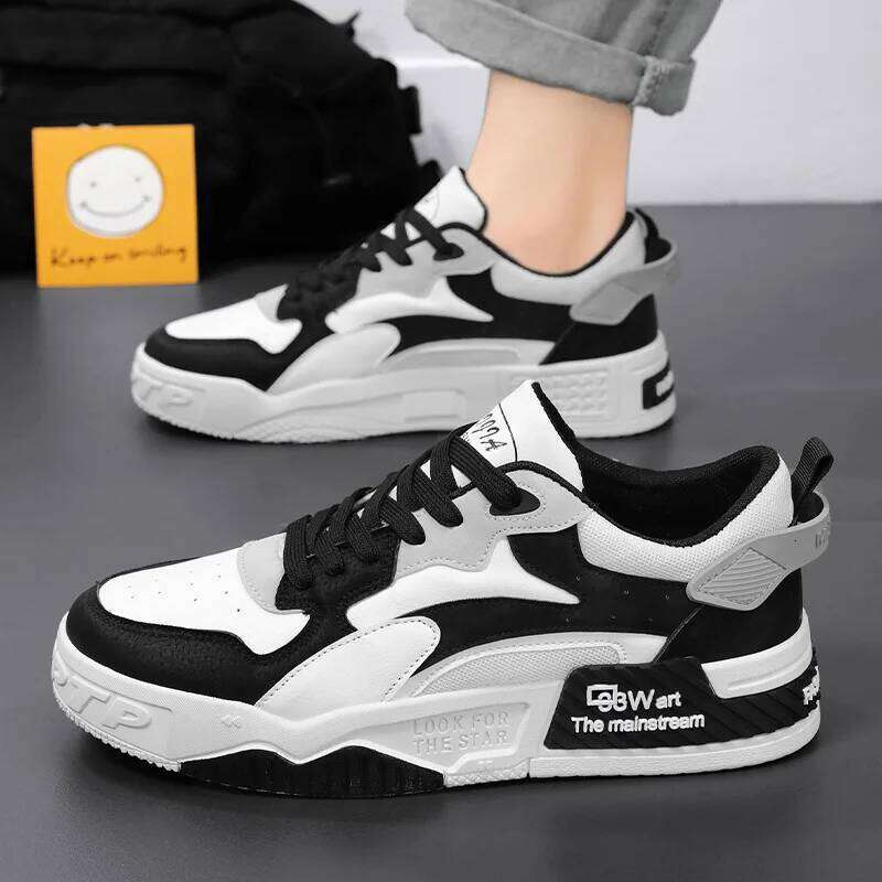 New Autumn Men's Comfortable Platform Shoes Trend Lace-Up Vulcanized Shoes White Casual Sneakers Zapatillas